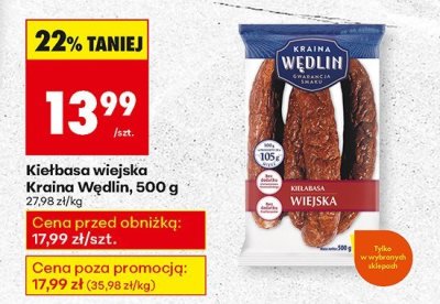 Kiełbasa wiejska Kraina Wędlin, 500 g promocja w Biedronka