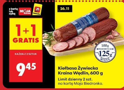 Kiełbasa Żywiecka Kraina Wędlin 400 g promocja w Biedronka