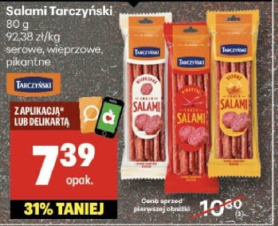 Salami Tarczyński 80 g sercowe, wieprzowe, pikantne promocja w Delikatesy Centrum