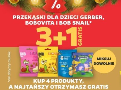 Przekąski dla dzieci Gerber, Bobovita i Bob Snail promocja w Netto