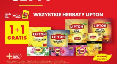 Wszystkie herbaty Lipton 1+1 GRATIS promocja w Biedronka
