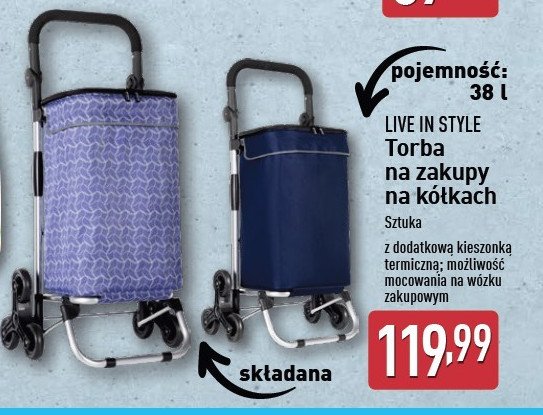 Torba podróżna na kułkach Live in style promocja w Aldi