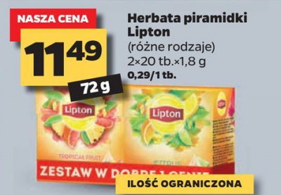 Zestaw herbat tropical fruit 20x + citrus 20x Lipton zestaw herbat promocja