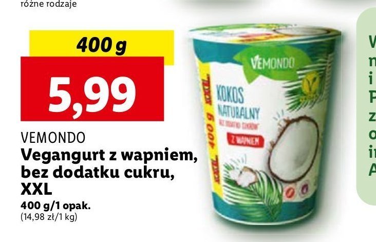 Vegangurt kokos naturalny Vemondo promocja