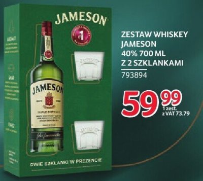 Zestaw Whiskey Jameson 40% 700 ml z 2 szklankami promocja w Selgros