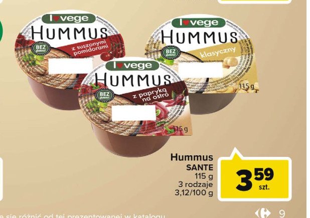 Hummus z suszonymi pomidorami Sante i love vege promocje