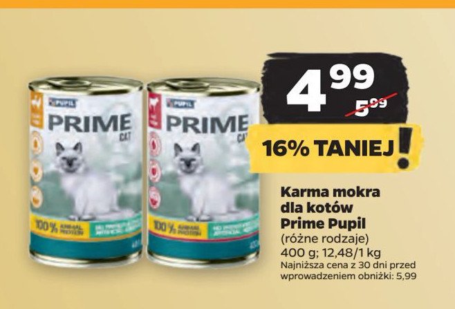 Karma dla kota z kurczakiem i kaczką PUPIL PRIME promocja