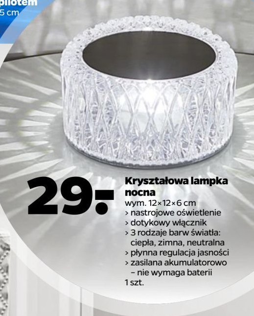 Lampa nocna kryształ dotykowa promocja w Netto