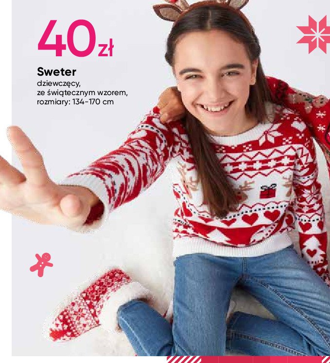 Sweter dziewczęcy świąteczny 134-170 cm promocja