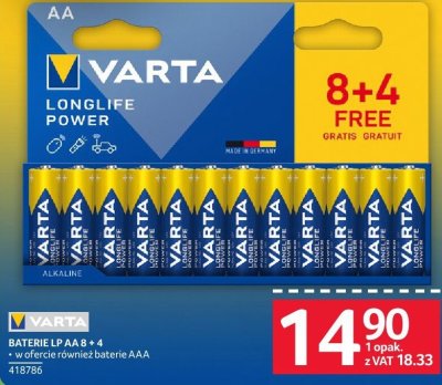 Baterie VARTA LONGLIFE POWER AA 8+4 promocja w Selgros