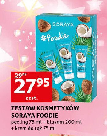 Zestaw w pudełku #foodie kokos balsam do ciała 200 ml + krem do rąk 75 ml + peeling do stóp 75 ml Soraya zestaw promocja