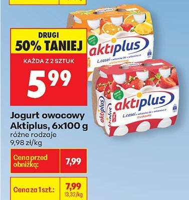Jogurt owocowy Aktiplus, 6x100 g: różne rodzaje promocja w Biedronka