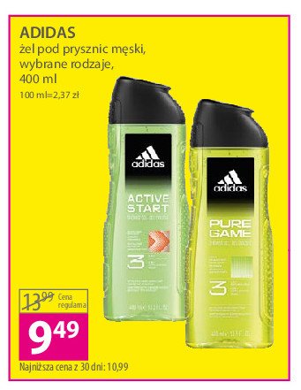 Żel pod prysznic active start Adidas body hair face 3 Adidas cosmetics promocja