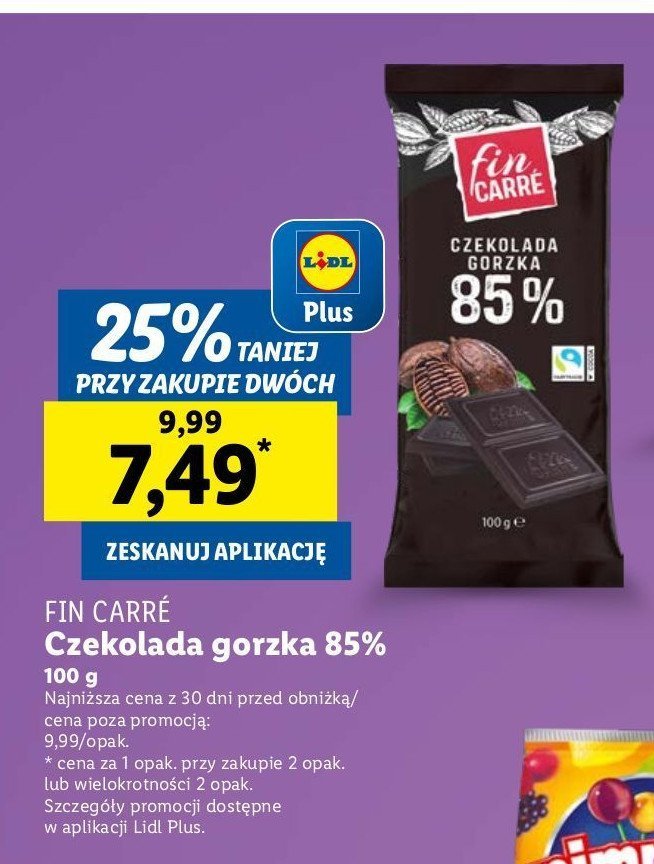Czekolada gorzka extra dark 85% Fin carre promocja