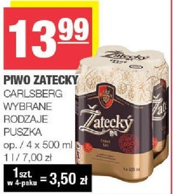 Piwo Żatecky Carlsberg Wyborne promocja w SPAR