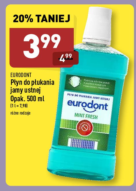 Płyn do płukania jamy ustnej mint fresh Eurodont promocja