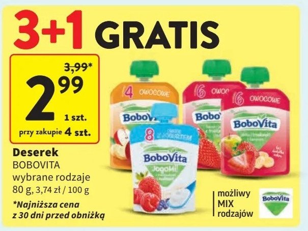 Mus jabłko truskawka banan kiwi Bobovita promocja