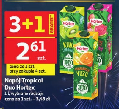 Napój Tropical Duo Hortex 1 l, wybrane rodzaje promocja w Auchan