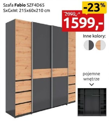 Szafa Fabio SZFZD6S, 215x60x210 cm promocja w Black Red White