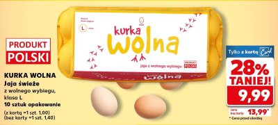 Jaja świeże Kurka Wolna z wolnego wybiegu klasa L promocja w Kaufland