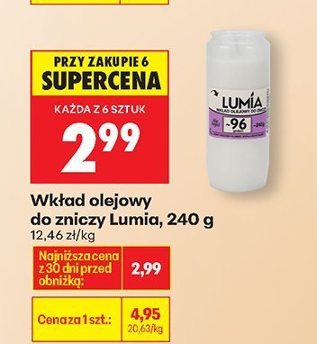 Wkład olejowy do znicza Lumia 240 g promocja w Biedronka
