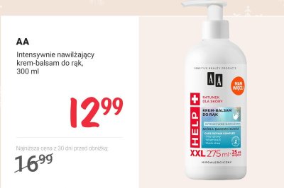 Krem-balsam do rąk AA intensywnie nawilżający, 300 ml promocja w Rossmann