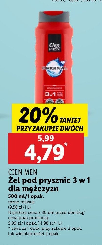 Żel pod prysznic original Cien men promocja