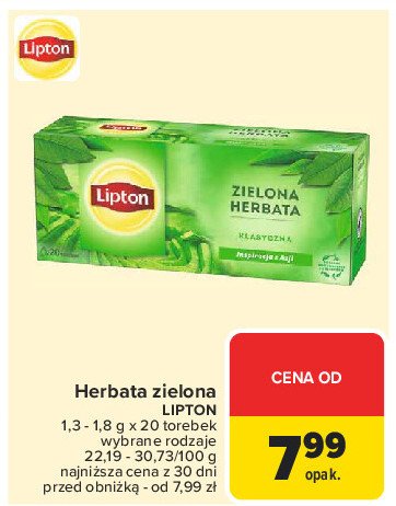 Herbata zielona LIPTON FRESH NATURE promocja