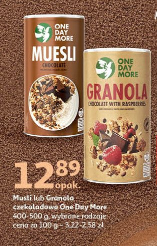 Granola z gorzką czekoladą i liofilizowanymi malinami One day more promocja