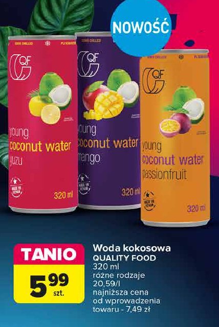 Woda kokosowa mango Qf promocja w Carrefour