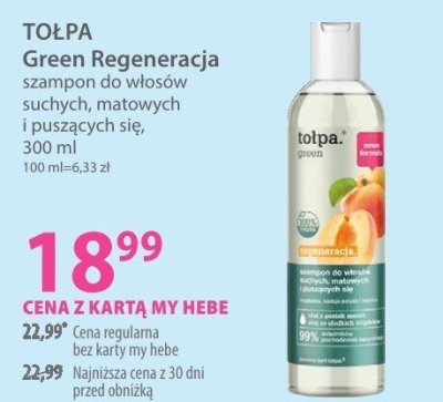 Szampon TOLPA Green Regeneracja szampon do włosów suchych, matowych i puszących się promocja w Hebe