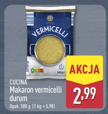 Makaron vermicelli durum  promocja w Aldi