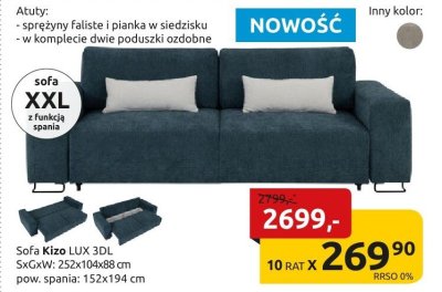 Sofa Kizo LUX 3DL promocja w Black Red White