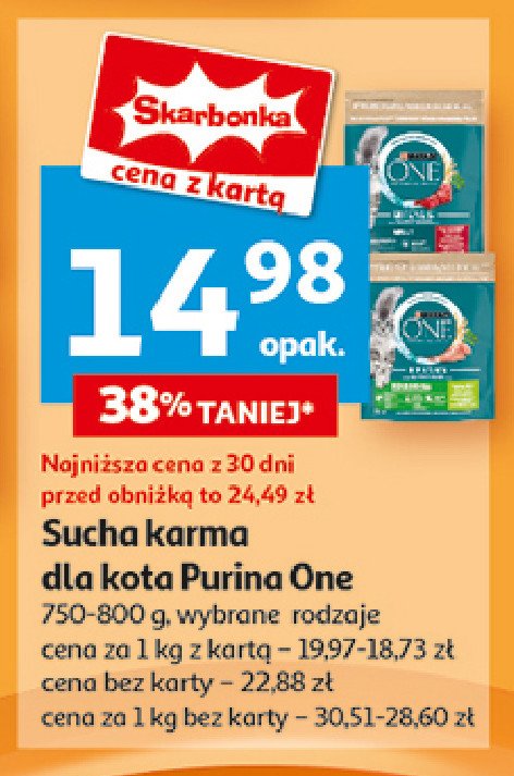 Karma dla kota adult wołowina i pełne ziarna Purina one promocja