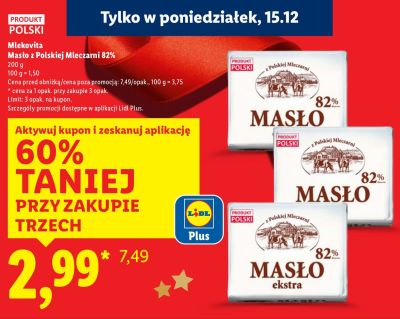Masło Mlekovita z Polskiej Mleczarni 82% promocja w Lidl