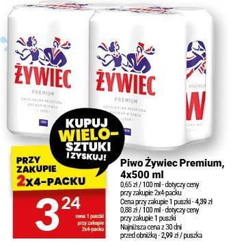 Piwo Żywiec Premium, 4x500 ml promocja w Twój Market
