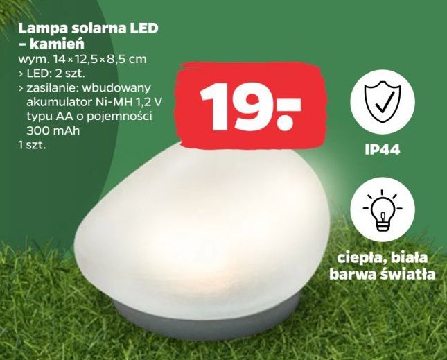 Lampa solarna kamień promocja w Netto