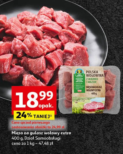 Mięso na gulasz wołowe Auchan pewni dobrego promocja