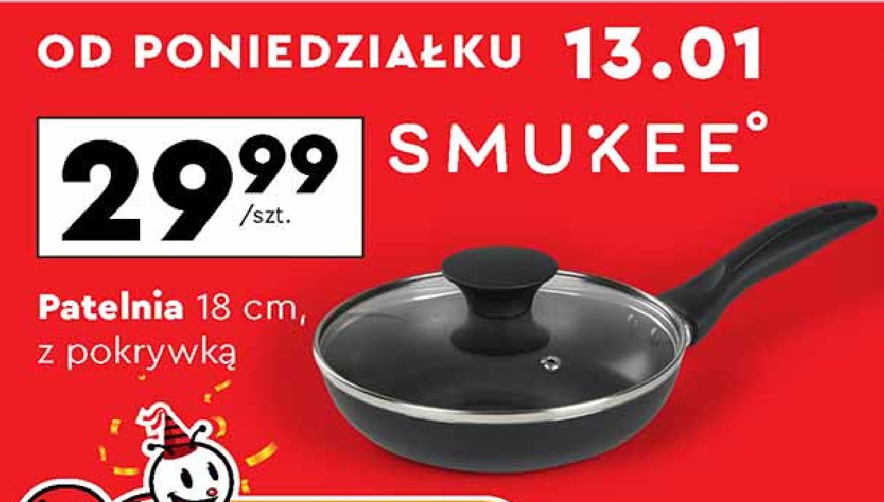 Patelnia 18 cm Smukee promocja w Biedronka