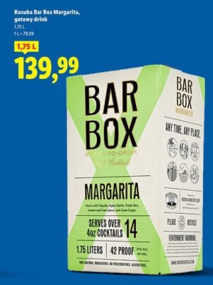 Gotowy drink Kozuba Bar Box Margarita 1,75 l promocja w Lidl