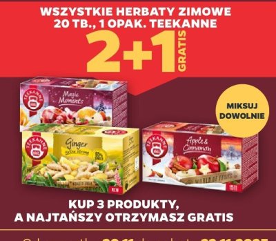 Wszystkie herbaty zimowe 20 tb. Teekanne 2+1 GRATIS promocja w Netto