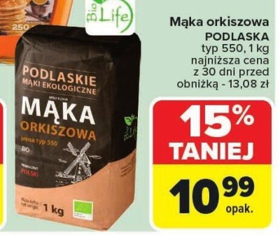 Mąka orkiszowa PODLASKIE typ 550 1kg promocja w Carrefour Market