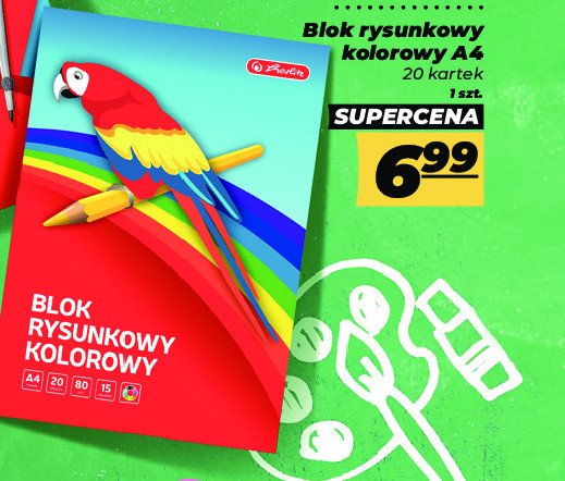 Blok rysunkowy a4/20 k kolorowy Herlitz promocja