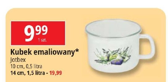 Kubek emaliowany 14 cm z pokrywką Jotbex promocja w Leclerc