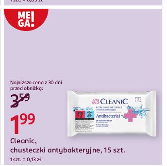 Chusteczki odświeżające antybakteryjne fun Cleanic kindii promocja w Rossmann