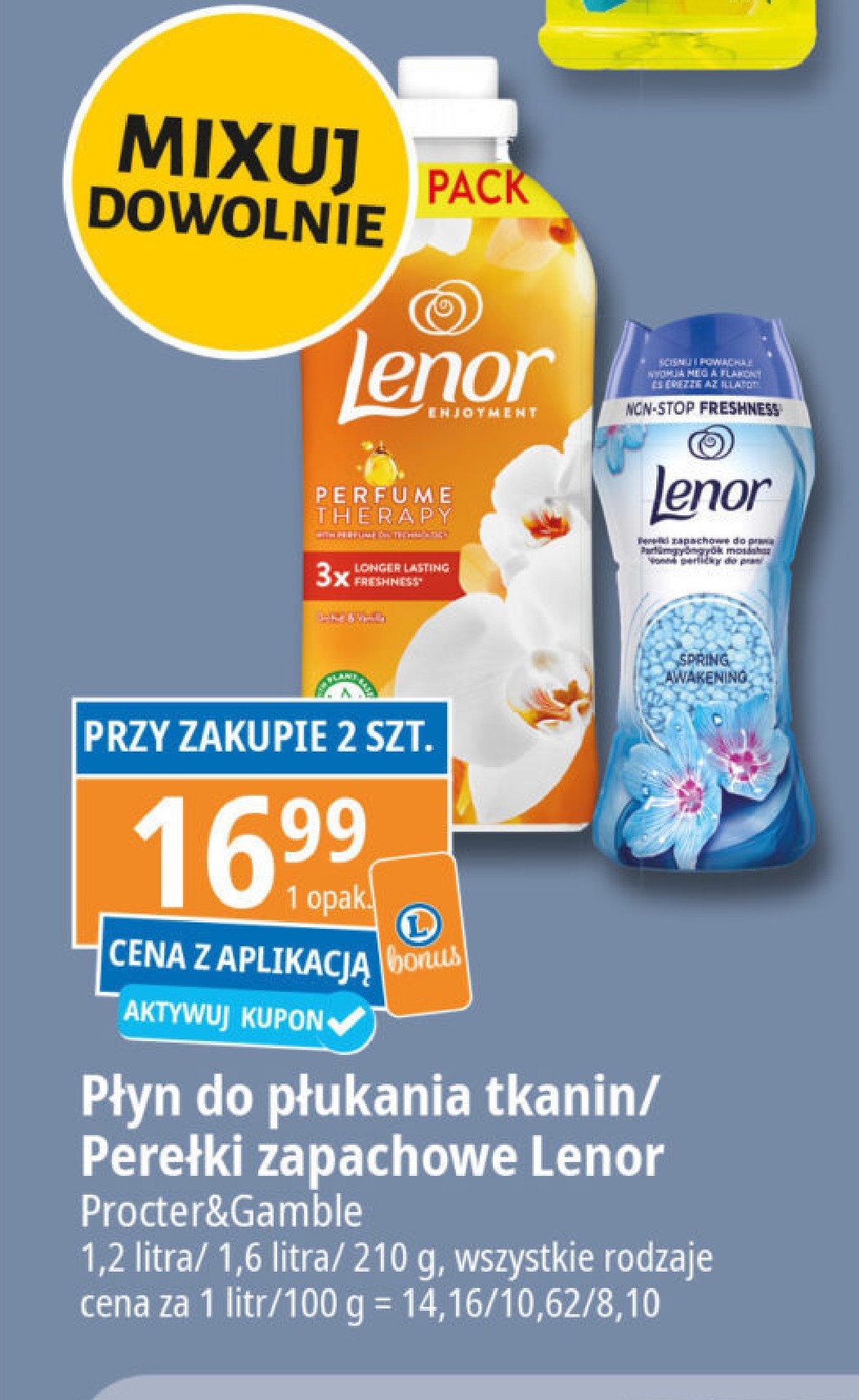 Płyn do płukania amber flower Lenor parfumelle promocja w Leclerc