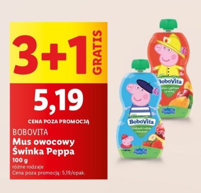 Mus morele z jabłkiem i gruszką peppa pig Bobovita promocja