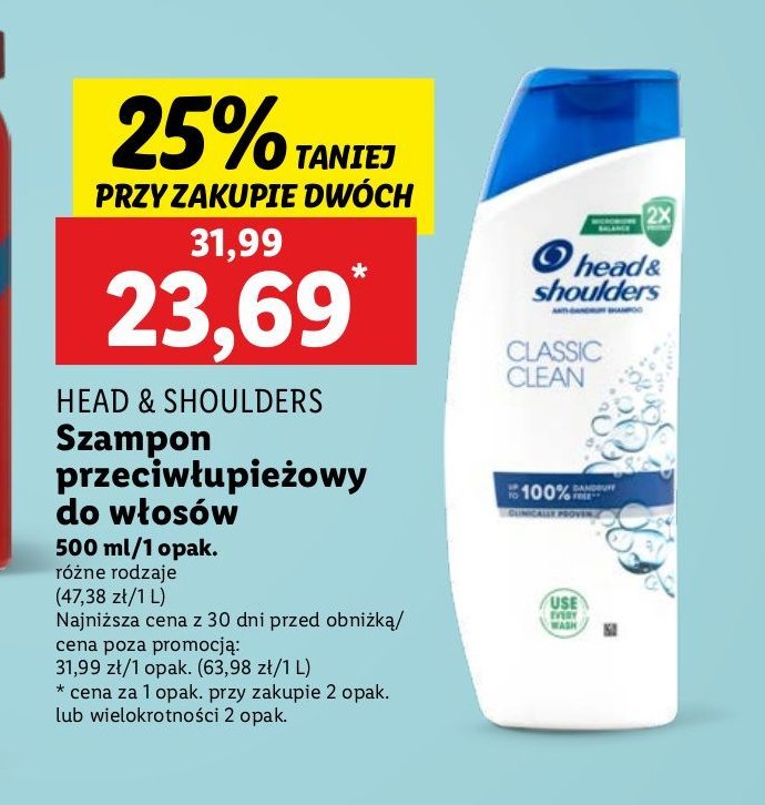 Szampon do włosów classic clean Head&shoulders promocja w Lidl