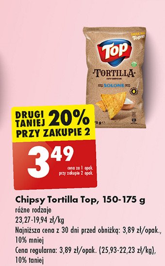 Chipsy tortilla solone Top chips Top (biedronka) promocja w Biedronka