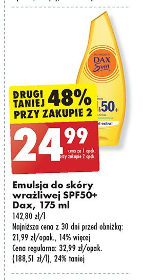 Emulsja ochronna dla skóry wrażliwej spf 50+ Dax sun promocja